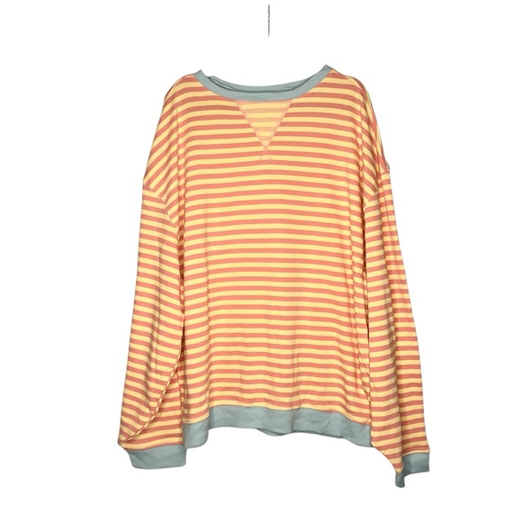 Free People We the Free XL Classic Striped Oversized Crewneck In Tangeri… - Picture 6 of 11